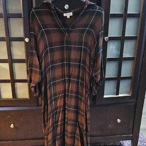 Cloth & Stone Brown Plaid Dress